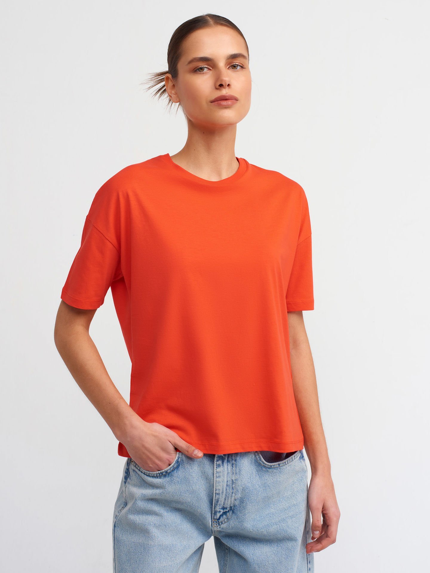 Dilvin 3683 Basic T-Shirt-Kırmızı