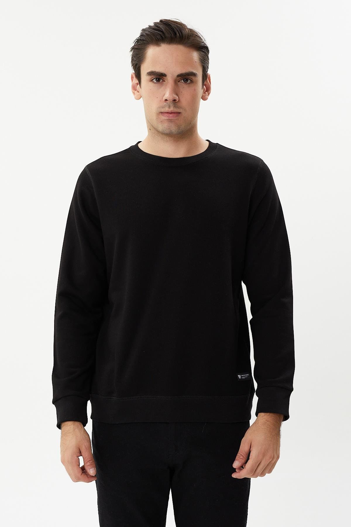 ESW 2905 Bisiklet Yaka Erkek Düz İnce Sweat Siyah