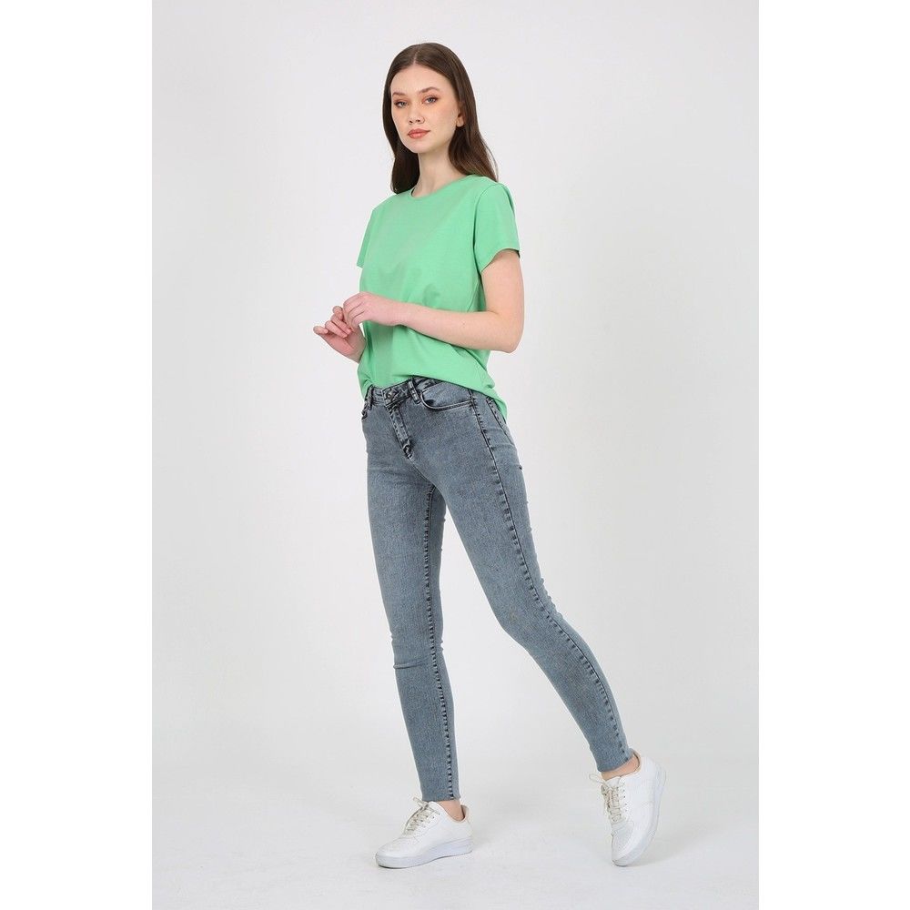 Mindy 9205-60 Light Snow Likralı Dar Paça Kadın Kot Pantolon Kar Gri