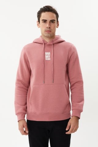 ESW 2770-Y Kapşonlu 3 İplik Şardonlu Erkek Sweat Gül Kurusu
