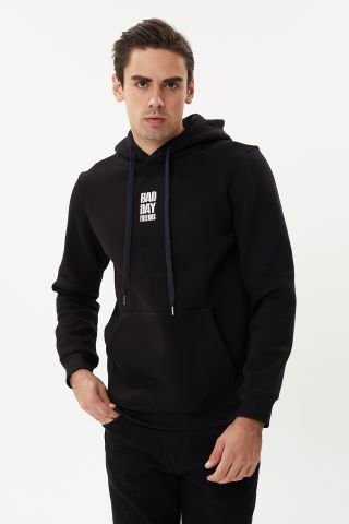 ESW 2770-Y Kapşonlu 3 İplik Şardonlu Erkek Sweat Siyah