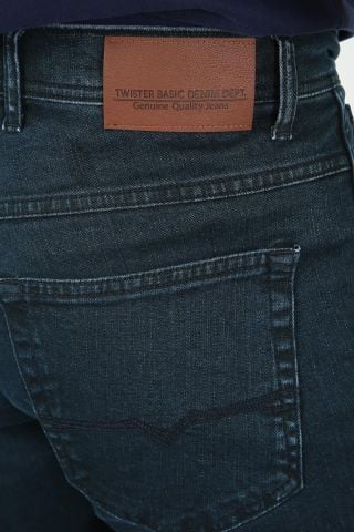 Vegas 724-05 Dark Oil Erkek Bol Kesim Düz Paça Likralı Kot Pantolon Laci