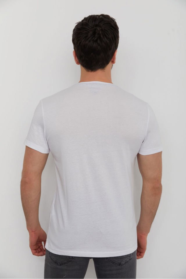 CAZ 4079 Erkek Baskılı Bisiklet Yaka T-Shirt