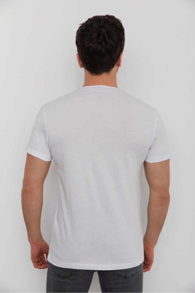 CAZ 4079 Erkek Baskılı Bisiklet Yaka T-Shirt