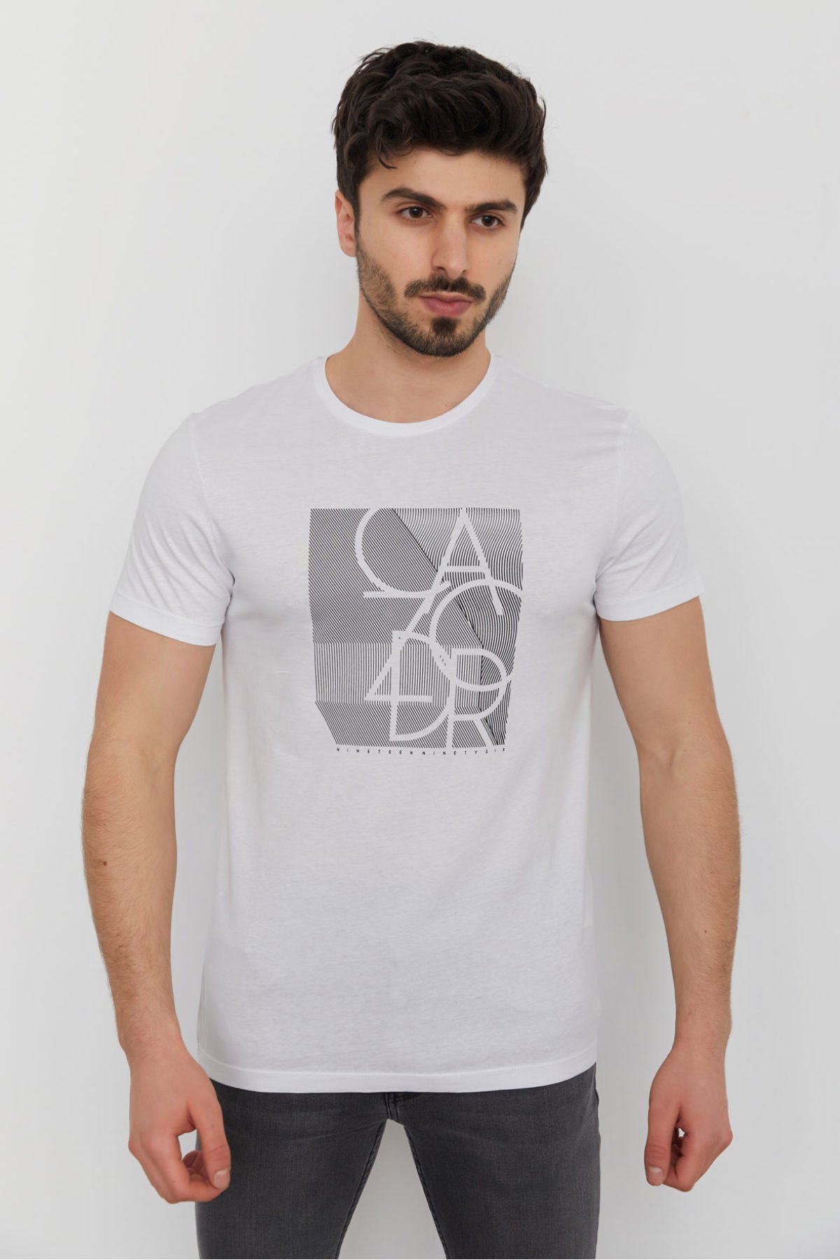 CAZ 4079 Erkek Baskılı Bisiklet Yaka T-Shirt