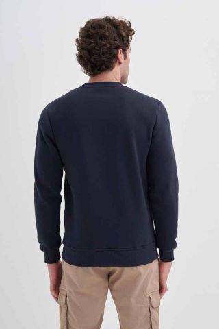 Caz 5138 3 İplik Bisiklet Yaka Erkek Sweat Lacivert