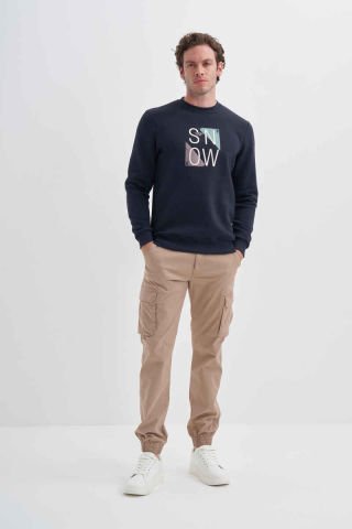 Caz 5138 3 İplik Bisiklet Yaka Erkek Sweat Lacivert