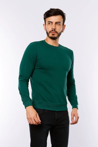 Caz 5610 Bisiklet Yaka 3 İplik Şardonsuz Erkek Basic Sweat Petrol