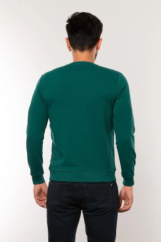 Caz 5610 Bisiklet Yaka 3 İplik Şardonsuz Erkek Basic Sweat Petrol