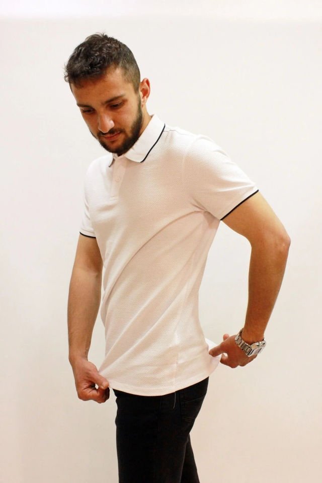 CAZ 4152 Petek Dokulu Erkek Polo Yaka T-shirt