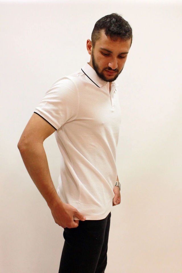 CAZ 4152 Petek Dokulu Erkek Polo Yaka T-shirt