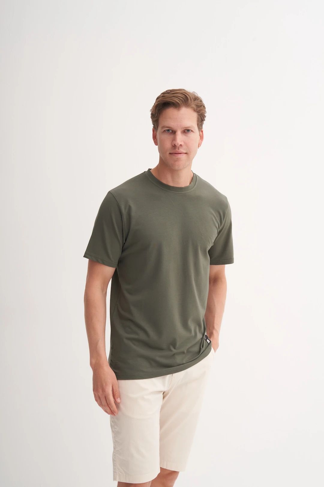 CAZ 4142 Relax Bisiklet Yaka Modal Kumaş Erkek t-shirt Haki