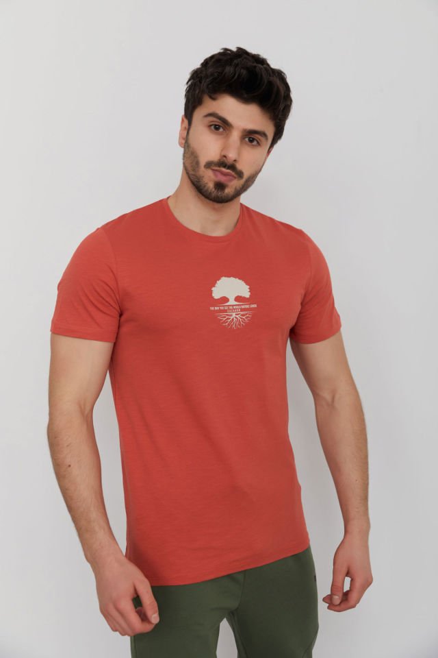 CAZ 4170 Erkek Baskılı Bisiklet Yaka T-Shirt
