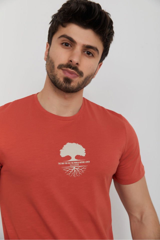 CAZ 4170 Erkek Baskılı Bisiklet Yaka T-Shirt