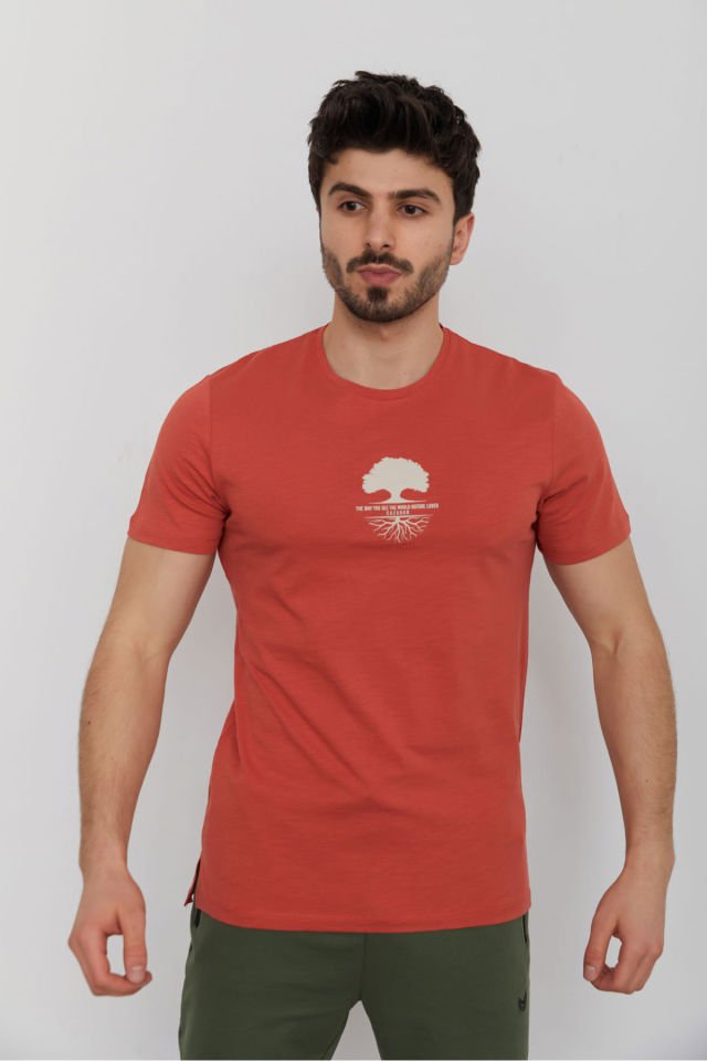 CAZ 4170 Erkek Baskılı Bisiklet Yaka T-Shirt