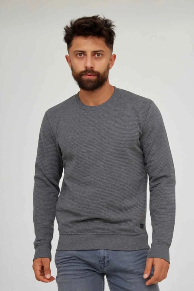 CAZ 5046 Bisiklet Yaka Kendinden Fitilli Erkek Sweat Ant.Melanj