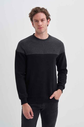 Caz 5622 Selanik Örgü Bisiklet Yaka Erkek Sweat Siyah