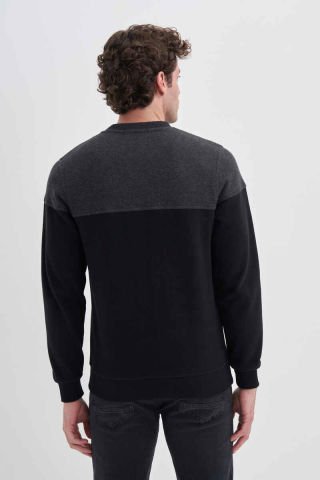 Caz 5622 Selanik Örgü Bisiklet Yaka Erkek Sweat Siyah