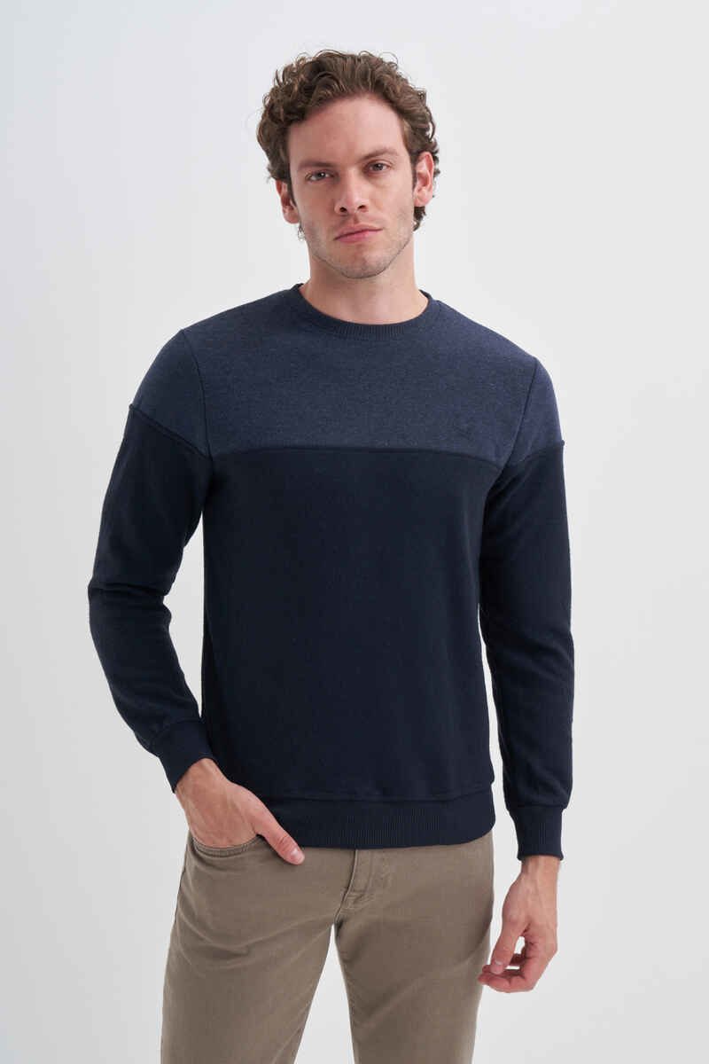 Caz 5622 Selanik Örgü Bisiklet Yaka Erkek Sweat Lacivert