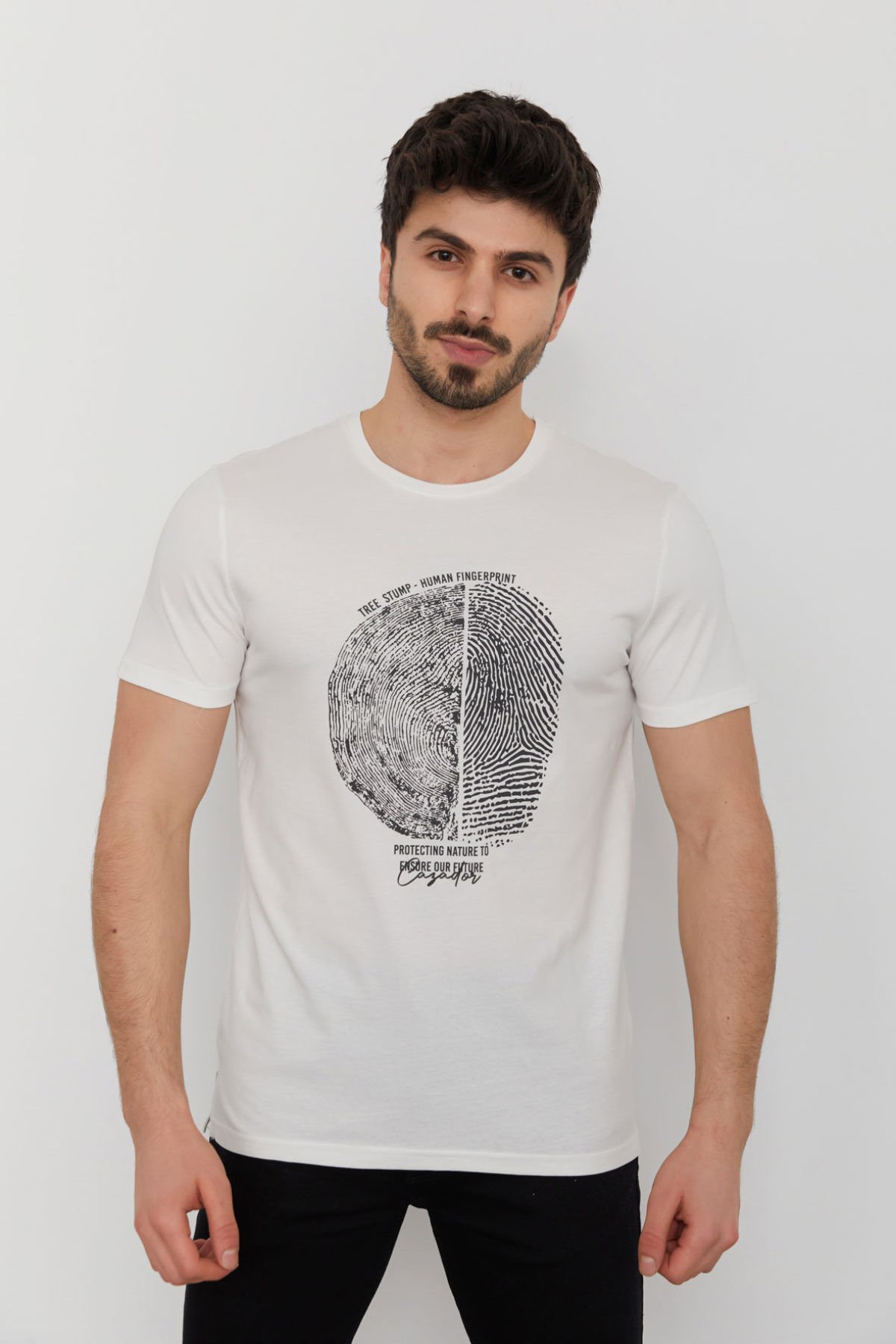 CAZ 4203 Bisiklet Yaka Baskılı Erkek Tshirt
