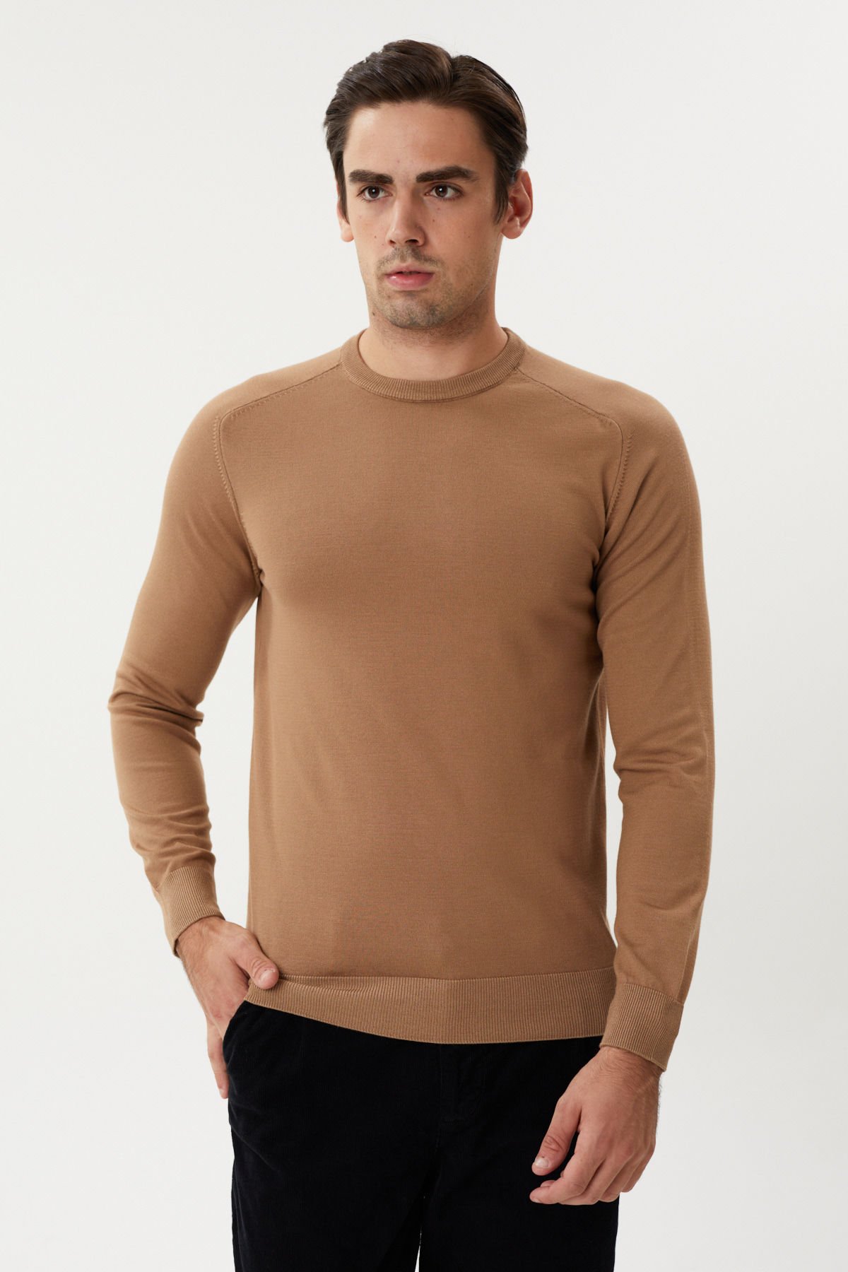 Twister ET 3637 Khaki Brown Bisiklet Yaka Tüylenmez Merserize Kazak Kahve