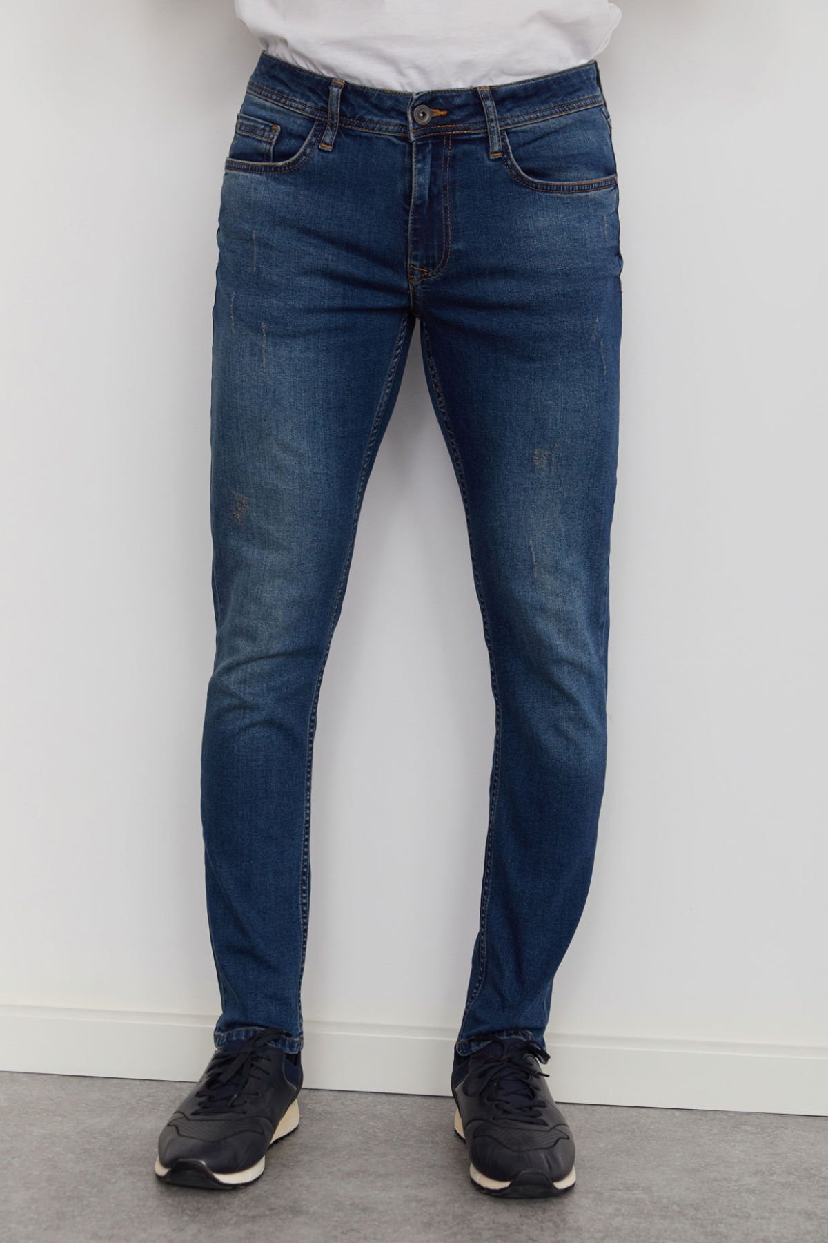 CAZ 0771 Curry Denim Taşlamalı Erkek Dar Paça Kot Pantolon Dark Blue Wash