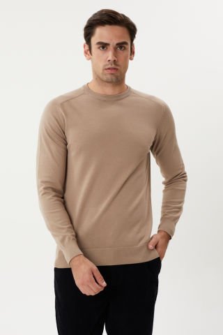 Twister ET 3637 Soft Taupe Bisiklet Yaka Tüylenmez Merserize Kazak Sütlü Kahve
