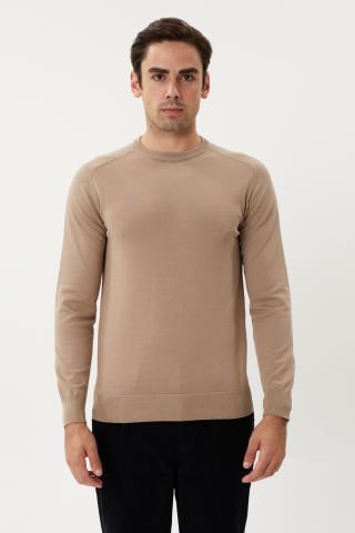 Twister ET 3637 Soft Taupe Bisiklet Yaka Tüylenmez Merserize Kazak Sütlü Kahve