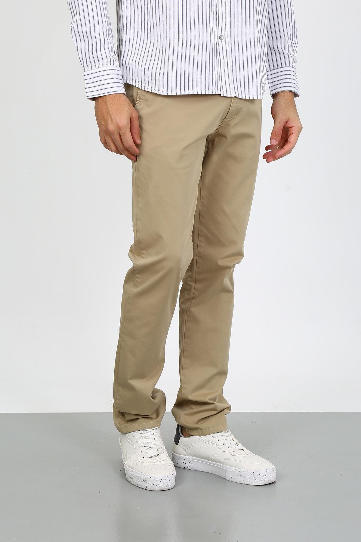 Twister Togo 728 Beige Likralı Erkek Kanvas Chino Pantolon Bej