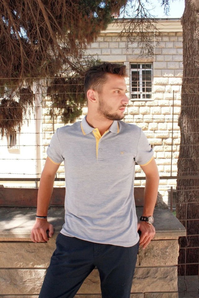 4614 Yaka Biyeli Erkek Polo Yaka T-Shirt