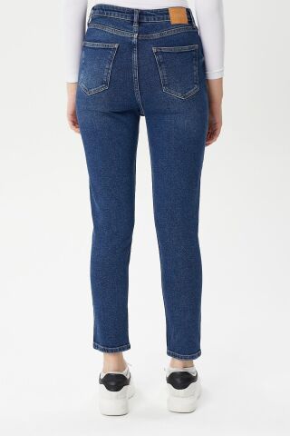 Mila 9444-01 Dark Blue Likralı Toparlayıcı Kumaş Dar Kesim Kadın Kot Pantolon Mavi