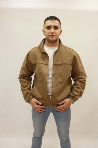 Barrels 165 Beli Lastikli Cep Detaylı Oversize Erkek Mevsimlik Kanvas Mont Taba