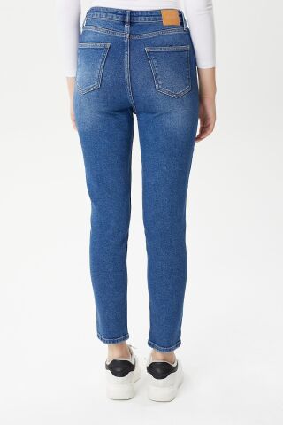 Mila 9444-05 Middle Blue Likralı Toparlayıcı Kumaş Dar Kesim Kadın Kot Pantolon Mavi
