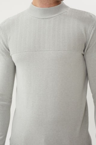 Twister ET 3638 Stone Grey Yarım Boğazlı Dokuma Detaylı Erkek Kazak Taş Gri
