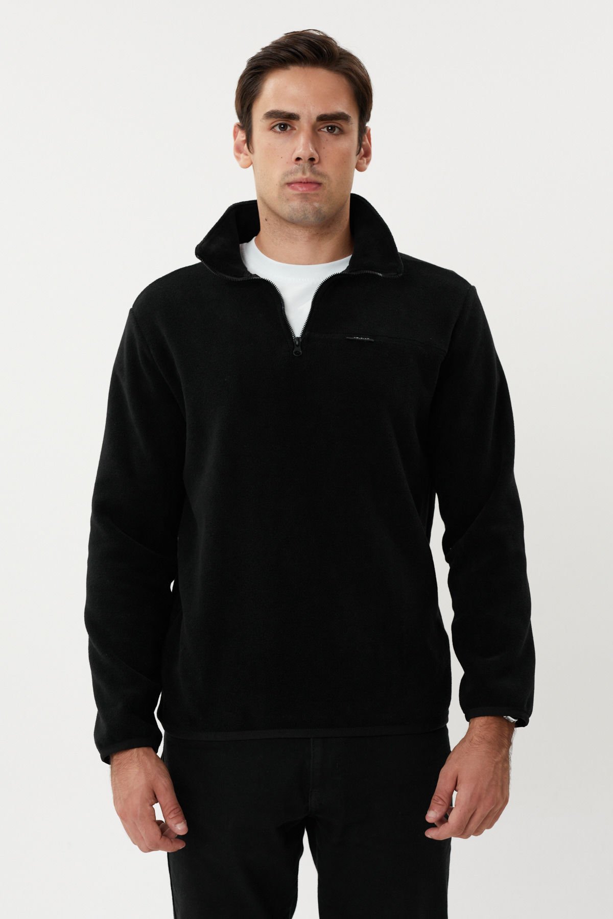 Twister ESW 2882 Yarım Fermuar Dik Yaka Tüylenmez Polar Sweat Siyah