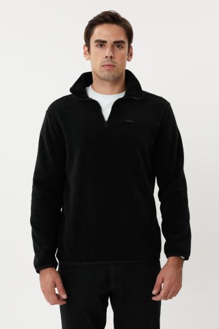 Twister ESW 2882 Yarım Fermuar Dik Yaka Tüylenmez Polar Sweat Siyah