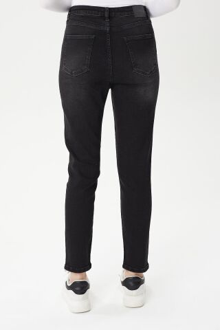Mila 9444-07 Black Black Likralı Toparlayıcı Kumaş Dar Kesim Kadın Kot Pantolon Siyah