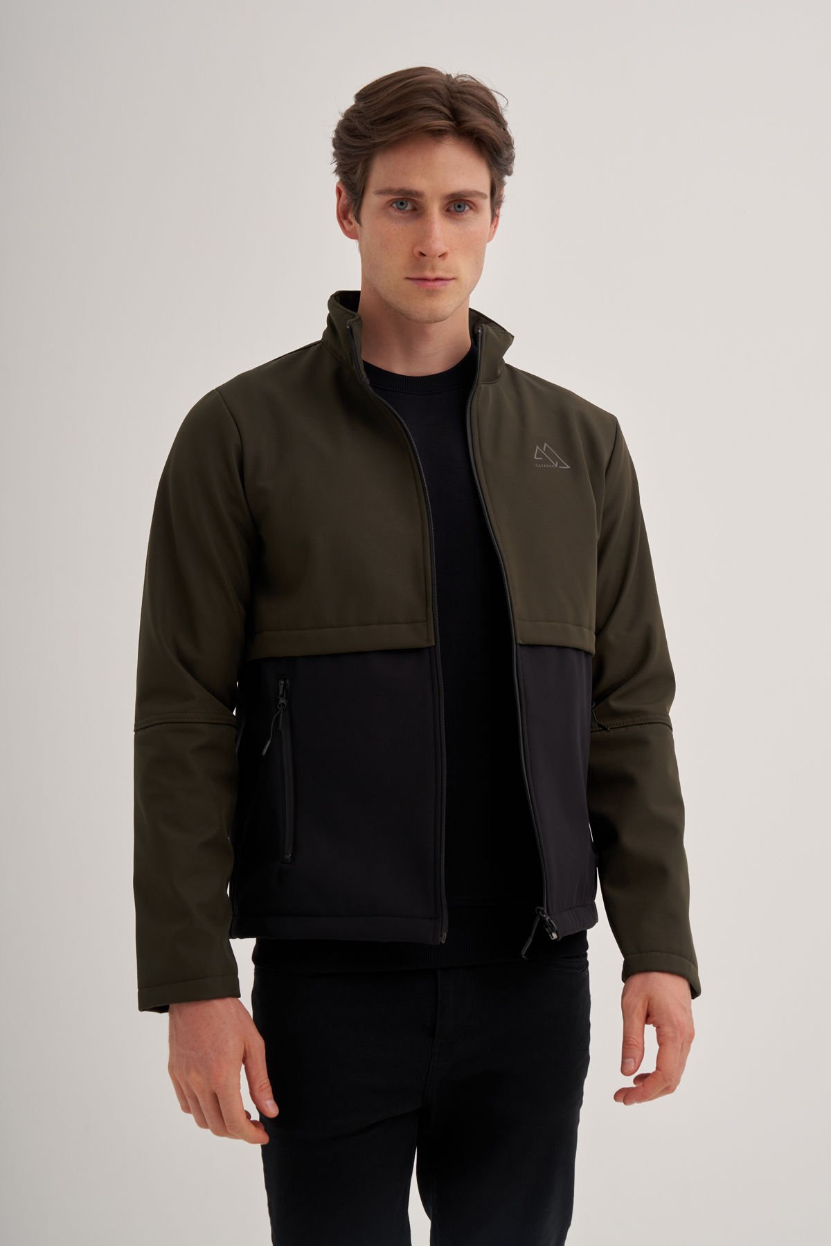Caz 1032 Dik Yaka Softshell Erkek Su Geçirmez Mont Haki