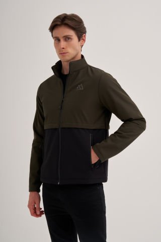 Caz 1032 Dik Yaka Softshell Erkek Su Geçirmez Mont Haki