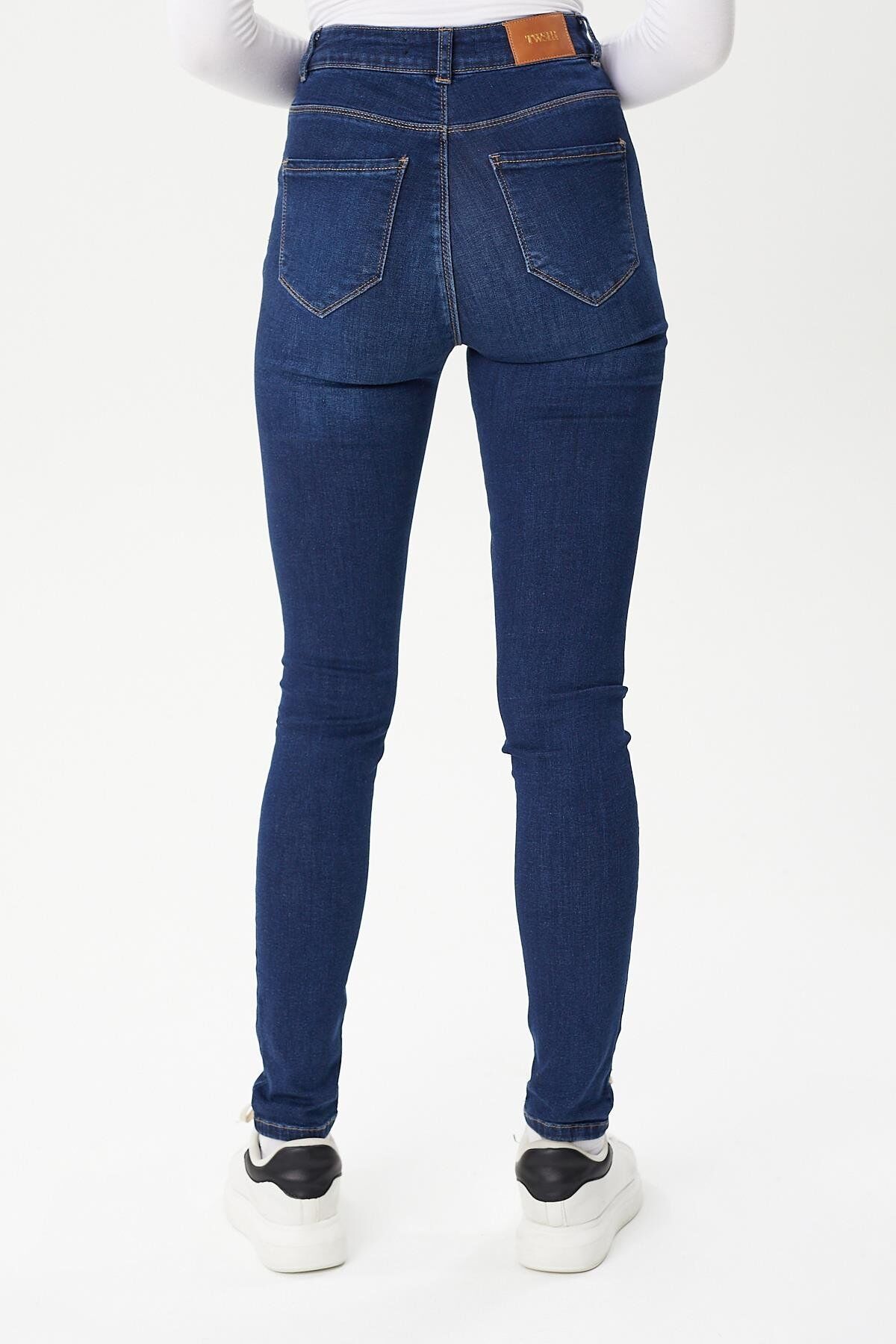 Likralı Dar Kesim Kadın Kot Pantolon Selin 9259-13 Dark Blue Mavi