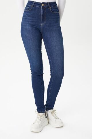 Likralı Dar Kesim Kadın Kot Pantolon Selin 9259-13 Dark Blue Mavi
