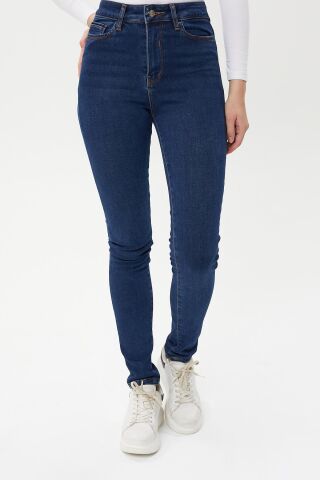 Selin 9412-01 Blue Dar Kesim Dar Paça Likralı Kadın Kot Pantolon K.Mavi