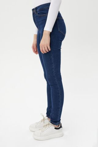 Selin 9412-01 Blue Dar Kesim Dar Paça Likralı Kadın Kot Pantolon K.Mavi