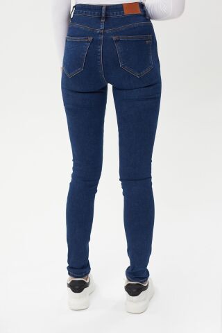 Selin 9412-01 Blue Dar Kesim Dar Paça Likralı Kadın Kot Pantolon K.Mavi