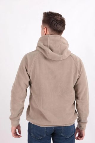Caz 5155 Kapşonlu Yazı Detaylı Erkek Polar Sweat Bej