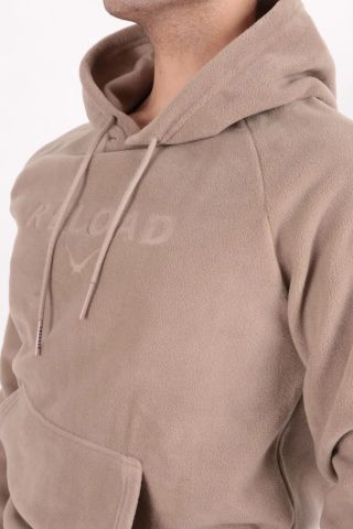 Caz 5155 Kapşonlu Yazı Detaylı Erkek Polar Sweat Bej