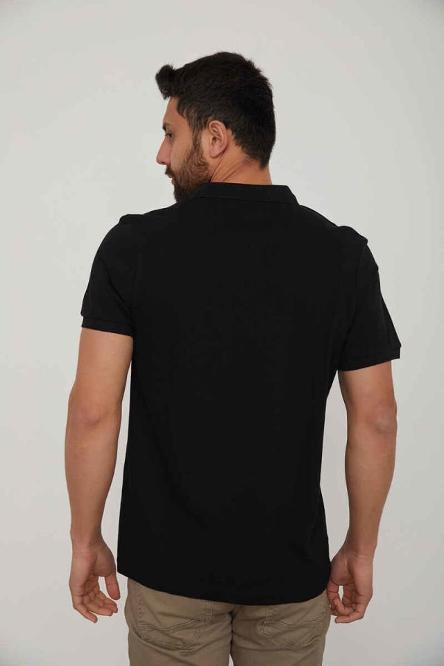 CAZ 4613 - 4713 Polo Yaka Erkek Yakalı Pike T-Shirt Siyah