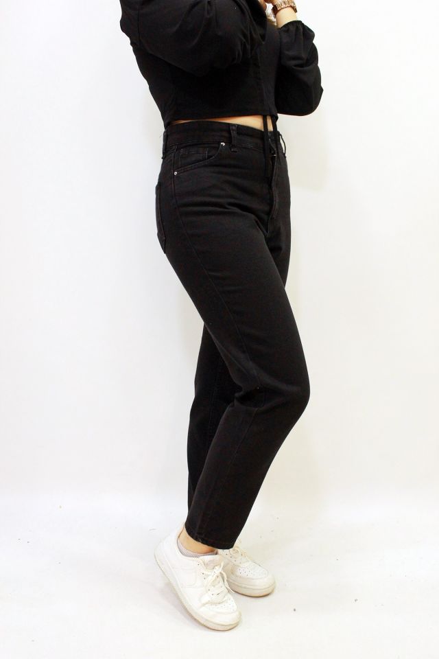 BRL 3041 Emily Mom Jeans Yüksek Bel Kot Pantolon Koyu Siyah