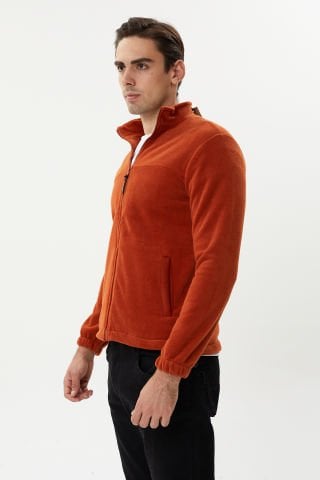 Twister ESW 2779 Dik Yaka Tüylenmez Polar Sweat Ceket Kiremit