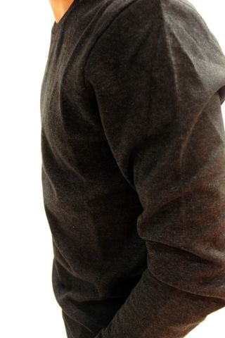 Cazador 5621 Selanik Örgü Erkek Düz Bisiklet Yaka Sweat Siyah Melanj